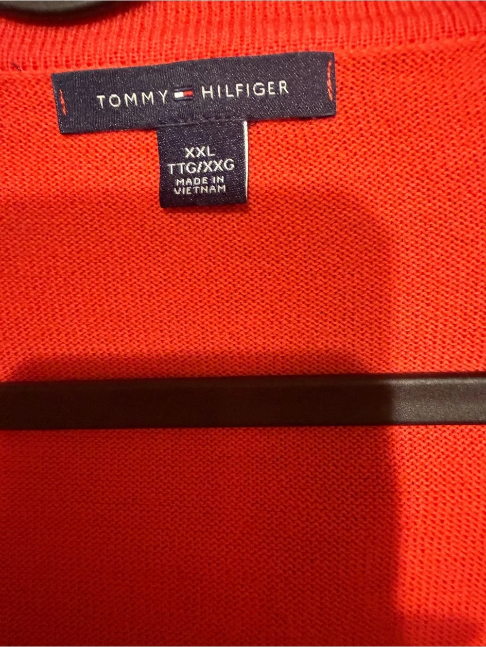 Tommy Hilfiger Red and White Striped V-Neck Cardigan